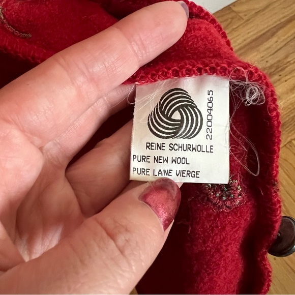 Vintage Geiger Red Wool Holiday Festive Coat Size 38 - Picture 9 of 13